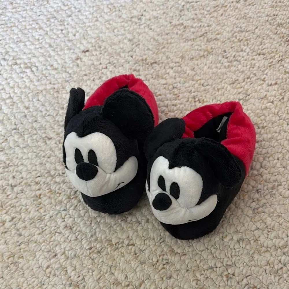 Disney Kids Mickey Mouse Slippers - Red and Black - Picture 1 of 3